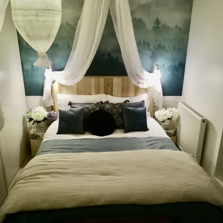 Chambre avec lit à baldaquin — La Lavandière, hébergement Bed in Shop à Romans-sur-Isère