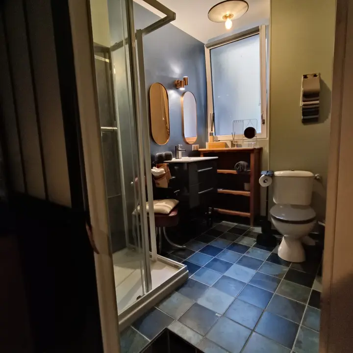 Salle de bain et sanitaires — La Tannerie, hébergement Bed in Shop à Romans-sur-Isère